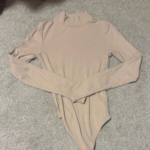American Eagle Outfitters Taupe Long Sleeve Bodysuit